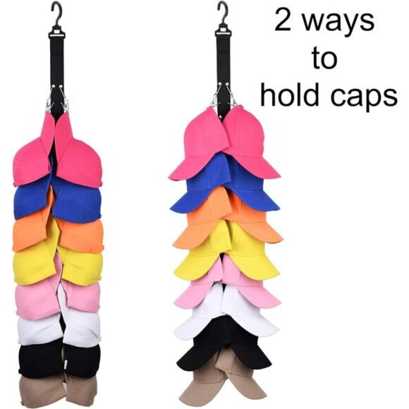 Closet Hanging Cap Organizer, 16 Baseball Cap Rack, Closet Hook Cap Holder Hat - Picture 4 of 16